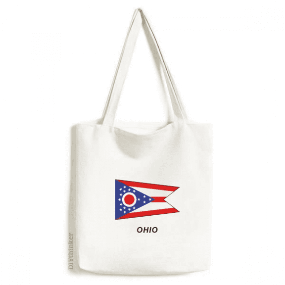 American State Flag Contour Ohio Tote Canvas Bag Shopping Satchel Casual Handbag