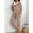 thumbnail image 3 of MINTREUS Women's Fluffy Pajamas Set Coral Fleece Pullover Pants Plush Sleepwear 2 Piece Pjs Set Warm Loungewear, 3 of 8