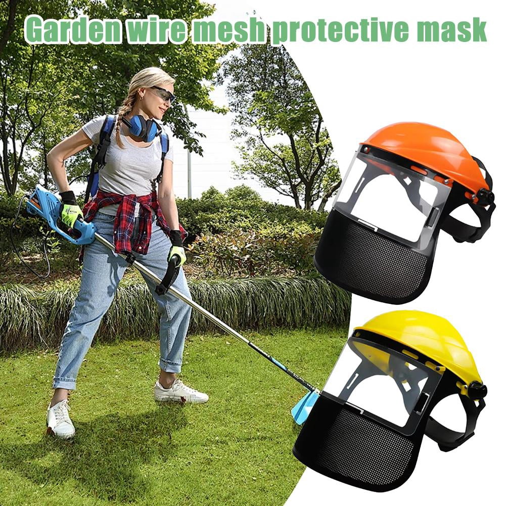 Face Logging Helmet, Adjustable Safety Helmets with Visor, Full Face Mesh Protective Mask, Forestry Hat For Gardening Logging Lawn Cutter