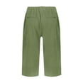 thumbnail image 5 of WTOBBY Women's Fashion Solid Color Loose-Fit Elastic Waist Cotton Linen Casual Bermuda Shorts with Side Pockets, Comfortable and Breathable for Summer Outfits,Army Green L, 5 of 5