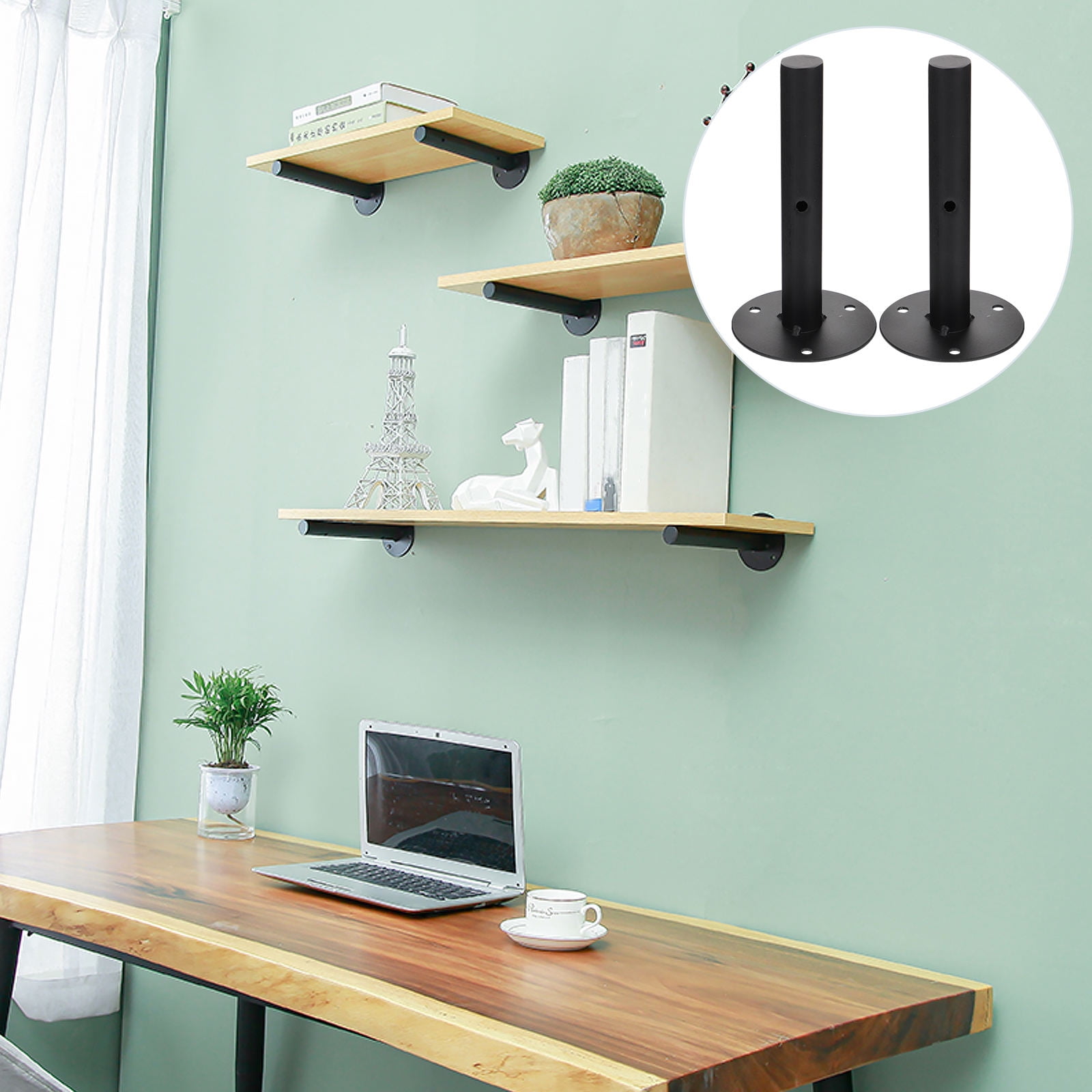 Raindrops 4-Pack Vintage Iron Shelf Brackets Wall Mounted Heavy Duty Shelving Supports for Home Decor