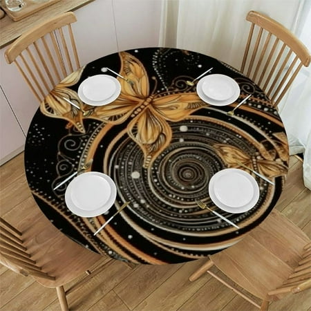 

Sheronv 100% Polyester Round Table Cover Stain Resistant Washable for Indoor Outdoor Kitchen Dining Wedding Parties Farmhouse Decor 38 -42