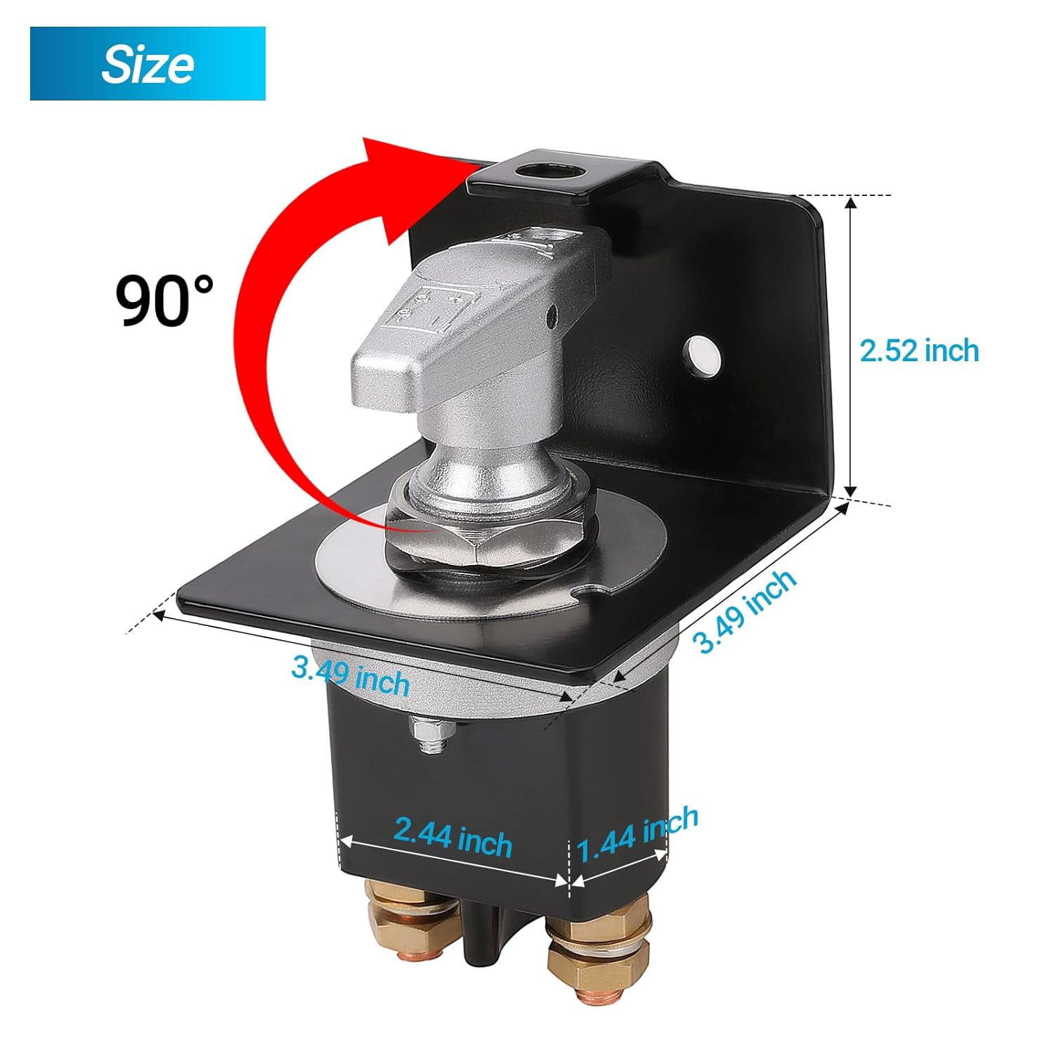 500A High Current 12V-36V Battery Cut Off Switch with Lock-Out Plate, Replace 20247, Waterproof Master Battery Disconnect Switch Fixed Handle Isolator for Car, Truck, RV, Yacht, Boat
