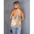 thumbnail image 3 of Ekouaer Silk Tank Top for Women Mesh V Neck Satin Camisole Silky Sleeveless Tank Cami Shirt, 3 of 6