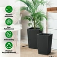 thumbnail image 2 of COZONY 2-Pack 16" Tall Rattan Planters, Self-Watering Flower Pots with Water Level Monitor & Trays, Black, for Patio, Porch, Living Room & Home Office, 2 of 9