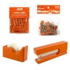 JAM Paper Assortments, Office Starter Kit, Orange, Stapler, Tape Dispenser, Paper Clips & Binder Clips, 4/pack