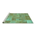 thumbnail image 2 of Ahgly Company Machine Washable Indoor Rectangle Patchwork Turquoise Blue Transitional Area Rugs, 2' x 4', 2 of 4