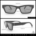 thumbnail image 3 of Hipster Dad Fashion Narrow Rectangle Thick Plastic Horn Rim Sunglasses All Black, 3 of 8