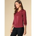 thumbnail image 4 of INSPIRE CHIC Blouse en Satin pour Femme Décontractée Unie à Manches Longues à Col en V Haut Chemises, 4 of 6