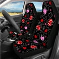 thumbnail image 2 of Jeiento Ladybug 14 PCS Car Seat Cover Set Steering Wheel Cover Seat Belt Strap Pads Cup Coasters Armrest Cover Pad Headrest Covers Spiral Line Key Ring for SUV Truck Van Sedan, 2 of 7