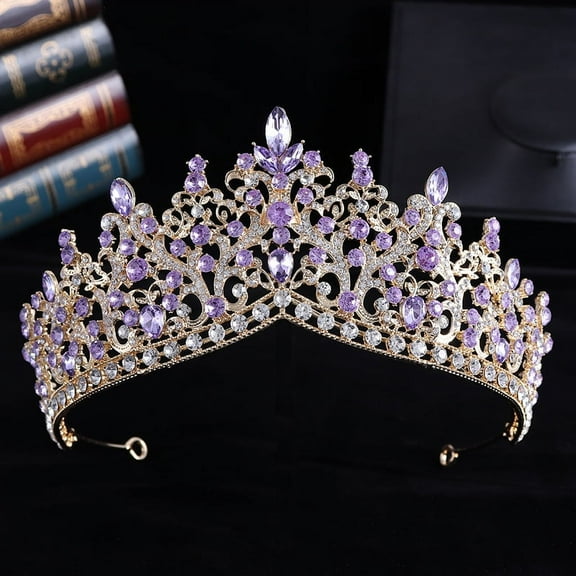 ERDOUY Wedding Tiara for Bride Princess Tiara Headband Bridal Crown,Crystal Rhinestone Hair Jewelry Decor for Queen Girl Bride Birthday Prom Wedding Pageant Halloween Costume Party(Purple)