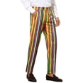 thumbnail image 5 of INSPIRE CHIC Pantalon pour Homme à Rayures Colorées Audacieuses Coupe Régulière devant Plat Pantalon Habillé 32 Multicolore, 5 of 5