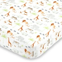 NoJo Jungle Tribe Animal Print Fitted Crib Sheet, Unisex