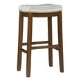 thumbnail image 1 of Linon Claridge Bar Stool Natural Striped Padded Seat Wood Frame in Brown Finish, 1 of 14