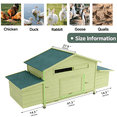 thumbnail image 2 of Aukfa 70" Large Chicken Coop Wooden 4 Nesting Boxes Chicken Cage for Outdoor, Backyard, Green, 2 of 10