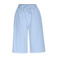 thumbnail image 3 of Women's Casual Pants Elastic Waist Cropped Drawstring Trousers - Comfortable Everyday Wear for Spring Summer Fall, 3 of 5