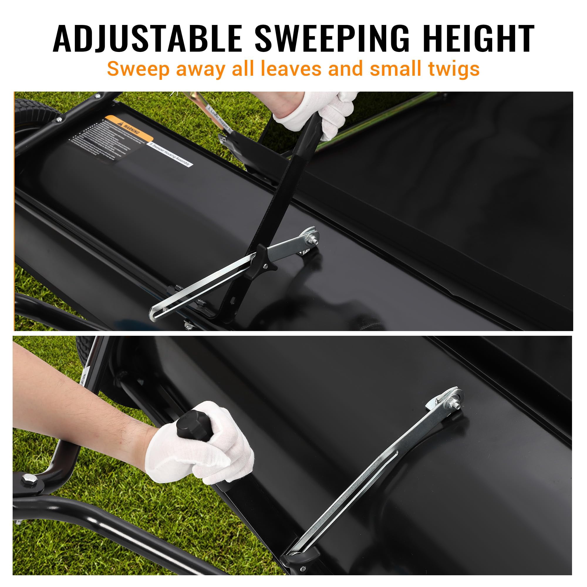Tow Behind Lawn Sweeper, 50" Pull Behind Collector – Large Capacity Leaf & Grass Collector with Adjustable Height, Dumping Rope Design for Debris and Lawn Clippings