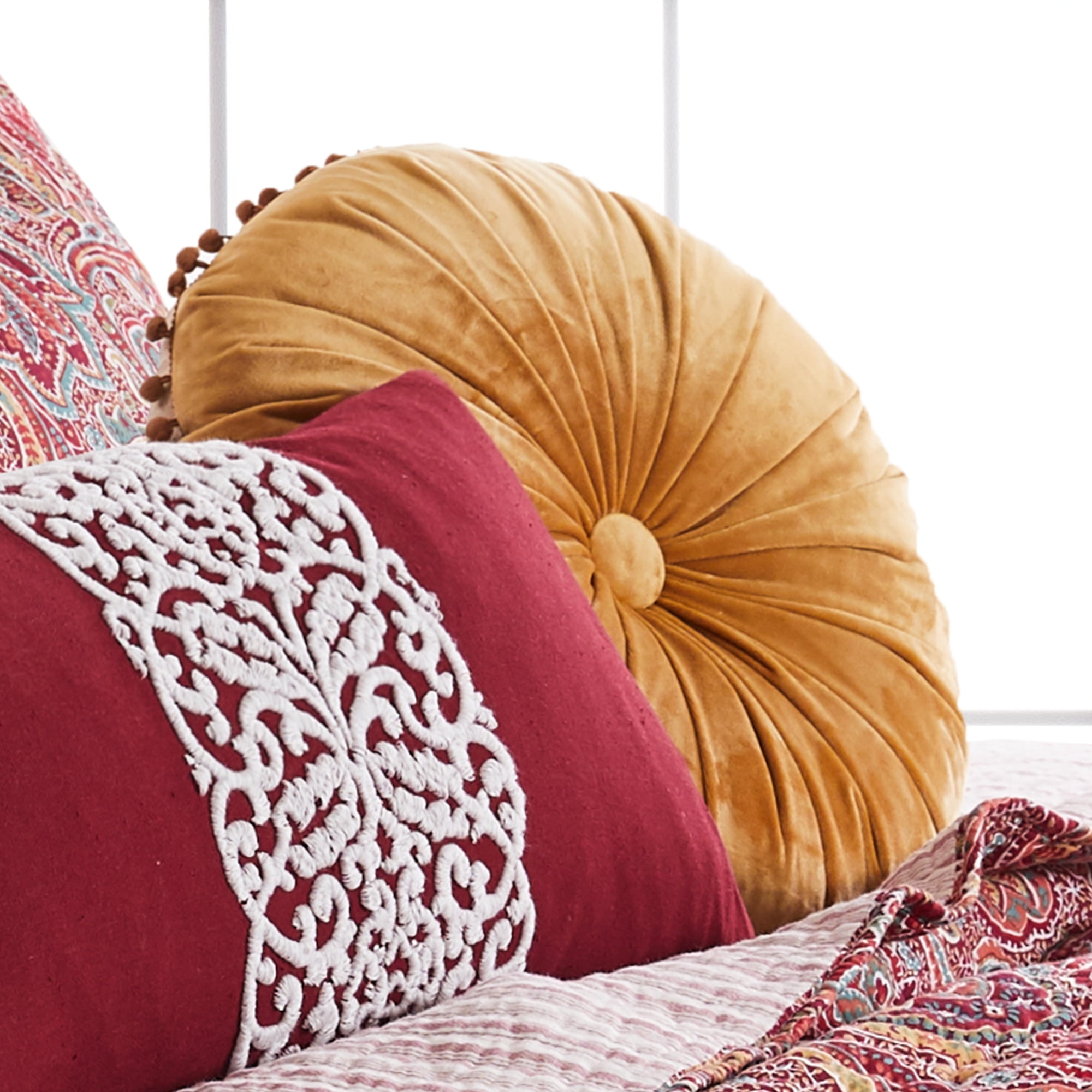 Levtex Home - Kimpton - Decorative Pillow (16in. round) - Round Champagne Velvet Pillow - Champagne Velvet