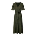 thumbnail image 3 of B91xZ Robe Maxi à Manches Courtes pour Femmes, Manches Longues, Ample, Unie, Décontractée, avec Poches, GN2 L, 3 of 4
