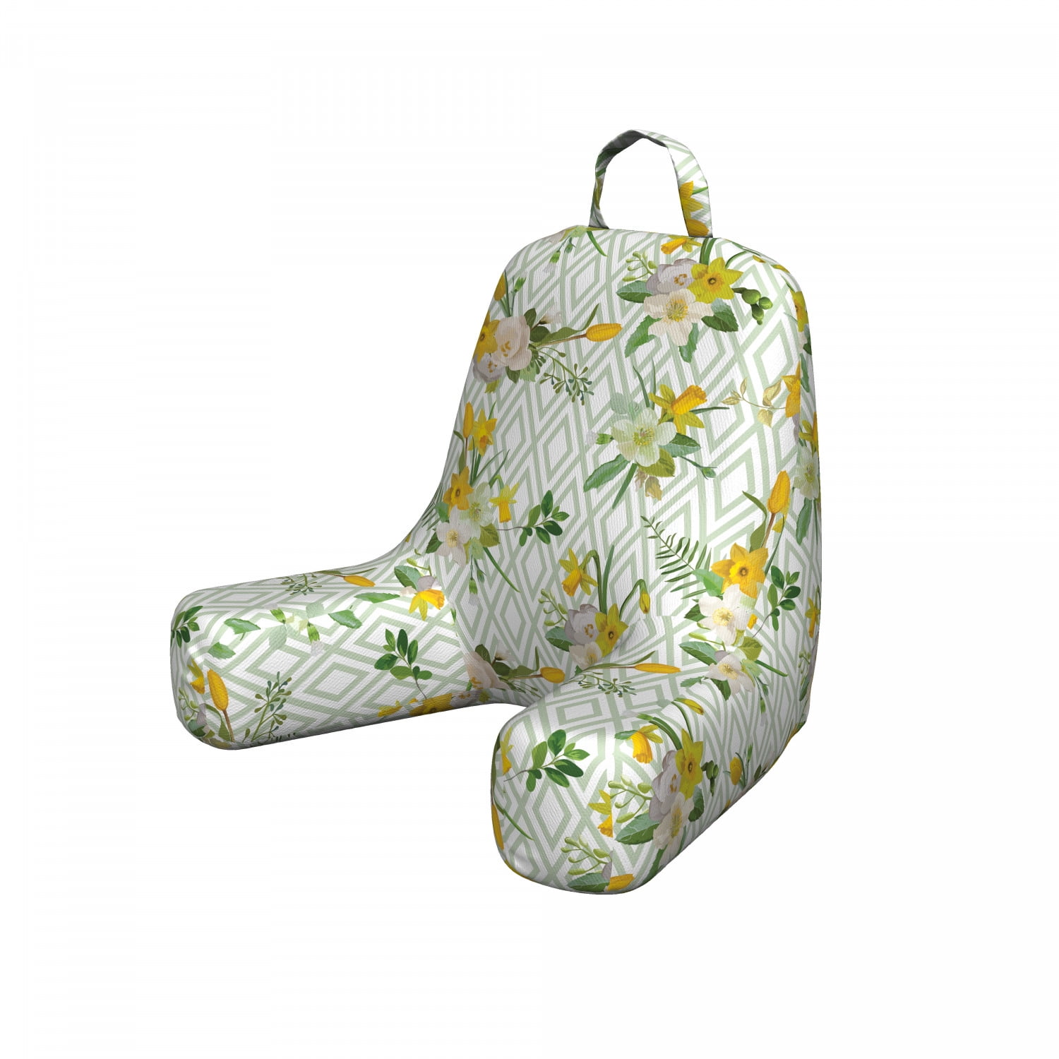 Watercolor Reading Pillow, Diamond Pattern Blooming Floral Arrangement