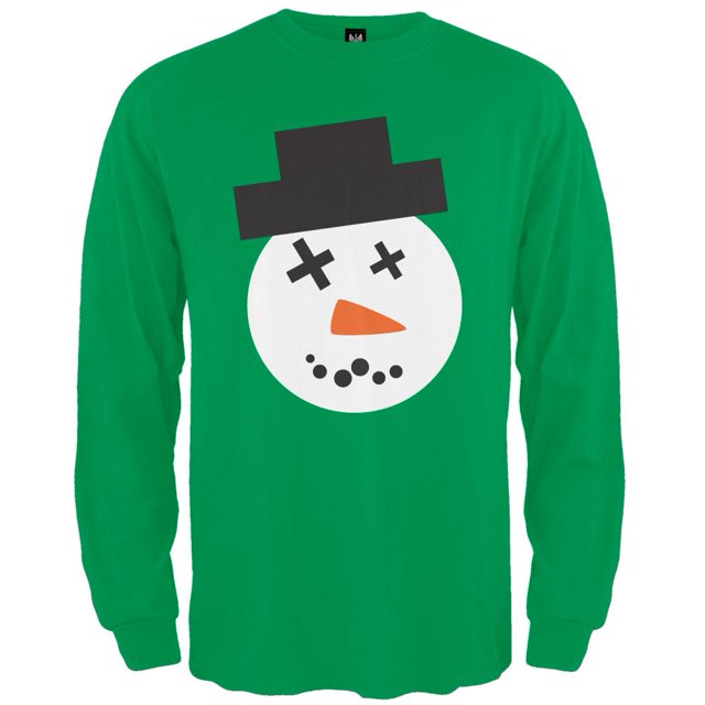 Snowman Chandail de Noël Laid Visage Vert pour Adulte à Manches Longues