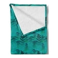 thumbnail image 2 of Forest Soft Flannel Fleece Throw Blanket, Mystery Woodland at Night Trees Foliage Mother Nature Demonstration, Cozy Plush for Indoor and Outdoor Use, 50" x 60", Turquoise and Fern Green, by Ambesonne, 2 of 5