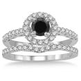 thumbnail image 2 of 1.5 Carat Black Diamond Antique Floral Halo Bridal set on 10k White Gold, 2 of 2