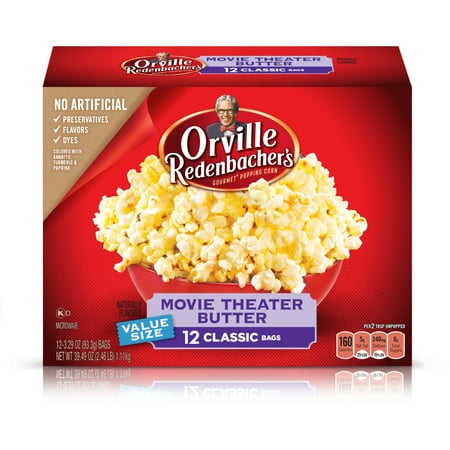 - Orville Redenbacher's Movie Theater Butter Microwave Popcorn, 3.29 Ounce Classic Bag, 12-Count