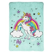 Jojo Siwa Born Magical Unicorn Rainbow Kids Blanket, 62 x 90, Microfiber, Blue, Nickelodeon