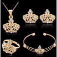thumbnail image 2 of SUSHANG Four-Piece Jewelry Set 4PCs Suit Gold Diamond Crown Design Pendant Necklace Earrings Bracelet Ring Sweet and Ladies Wedding Jewelry Set, 2 of 9