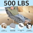 thumbnail image 6 of RJFKSN 28.7" Extra Wide Folding Camping Cot with 2KG Mattress, 5-Position Adjustable Heavy Duty Portable Sleeping Bed for Adults, Office Outdoor Lounge Chair, Gray, 6 of 7