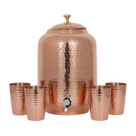 4 Liter Pure Copper Hammered Dispenser Pitcher