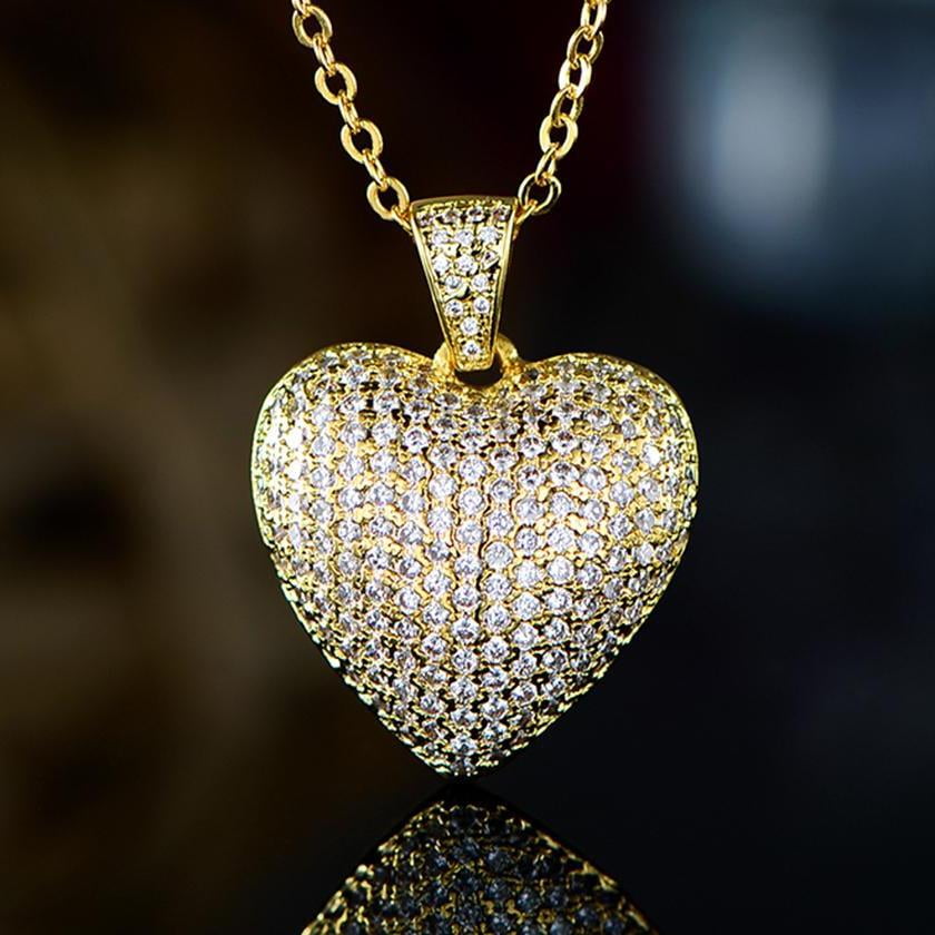 18k Gold Plated Puffed Heart Pendant 