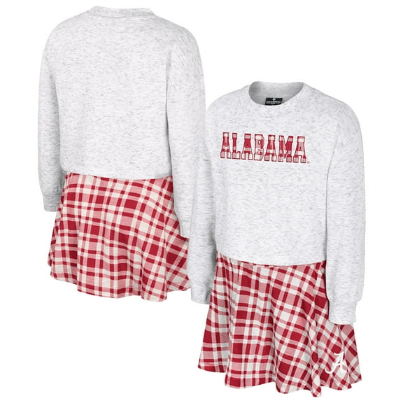 Girls Youth Colosseum Gray Alabama Crimson Tide Marceline Plaid Skirt and Top Set