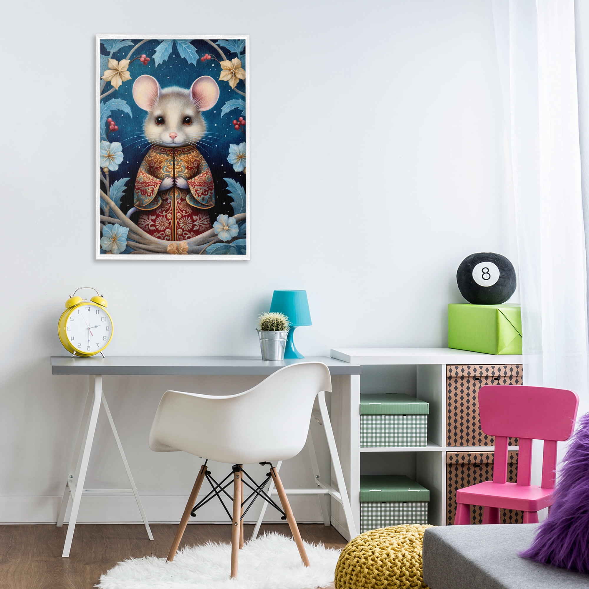 Stupell Industries Woodland Pattern Mouse Animals & Insects Painting White Framed Art Print Wall Art, 20 x 30