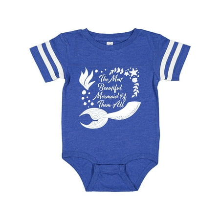 

Inktastic The Most Beautiful Mermaid of Them All with Mermaid Tail Gift Baby Boy or Baby Girl Bodysuit