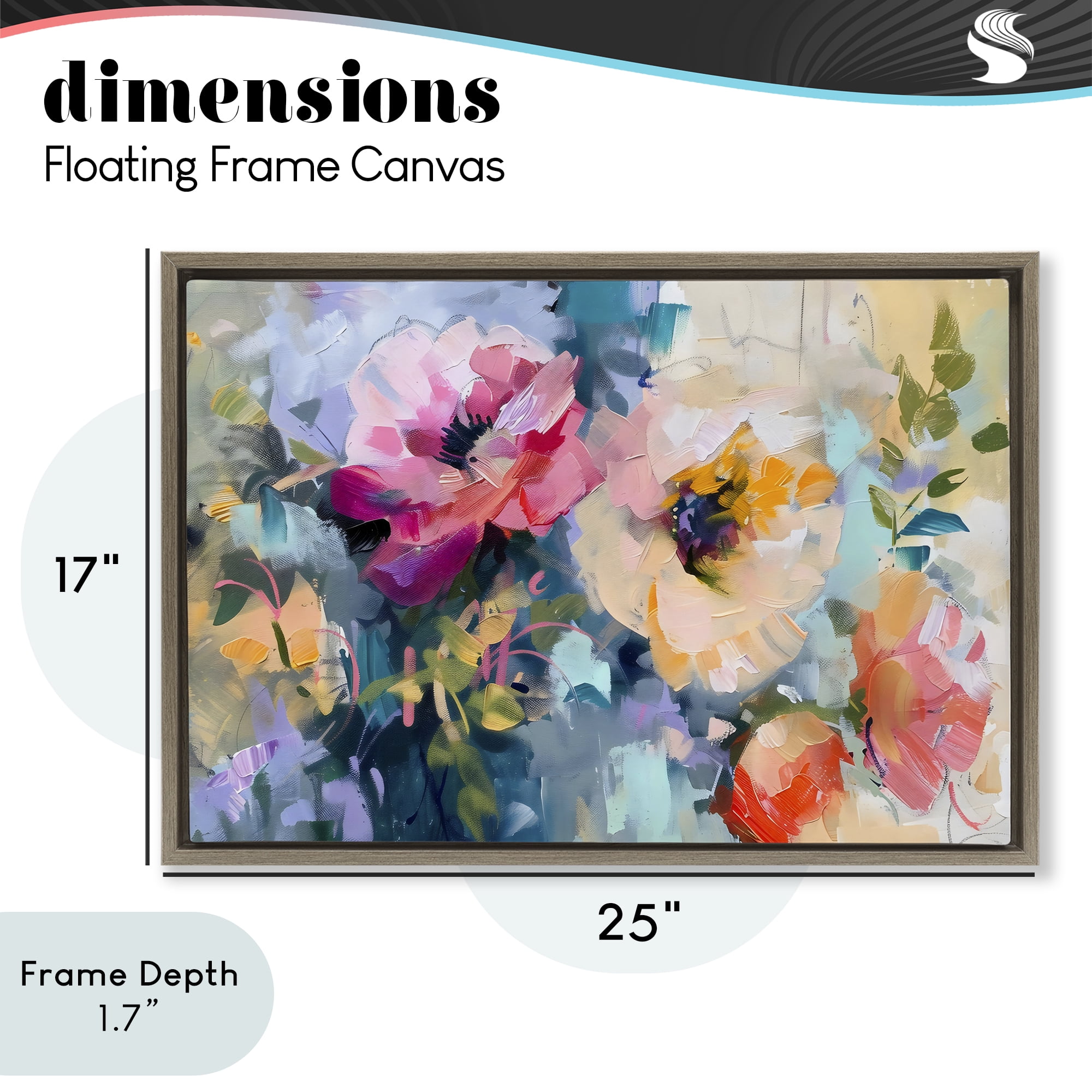 Stupell Industries Vibrant Florals Brushed Abstract Brown Framed Floater Canvas Wall Art, design by Creative Studio