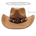 thumbnail image 3 of Felt Cowboy Hat Wide Brim Flower Embroidered Belt Western Sun Hats Casual Party Beach Jazz Cap for Men Women Unisex, 3 of 7