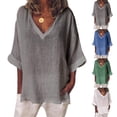 thumbnail image 3 of T-shirt à Manches Courtes Col en V pour Femmes blouse d'Été Décontractée Ample, 3 of 3