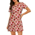 thumbnail image 1 of Disketp Strawberries para Camisón Corto de Manga Corta para Mujeres, Camisón Cómodo con Escote Redondo, Bonito y Confortable, 1 of 6