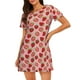 thumbnail image 1 of Fotbe Strawberries Bata de Dormir para Mujer con Estampado, Camisón de Algodón de Manga Corta, Ropa de Dormir Casual, 1 of 6