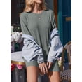 thumbnail image 4 of Weardear Maternity Sets 2 Piece Outfits Ribbed Knit Short Sleeve Split Side Shirts and Biker Shorts Summer Casual Pregnancy Loungewear, 4 of 6