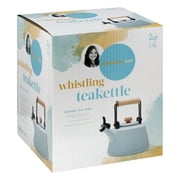 Rachael Ray Enamel on Steel Whistling Teakettle, 2-Quart, Light Blue Shimmer