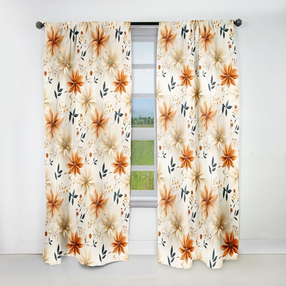 Designart "Terracotta Mandala III" Floral Blackout Curtain Panels