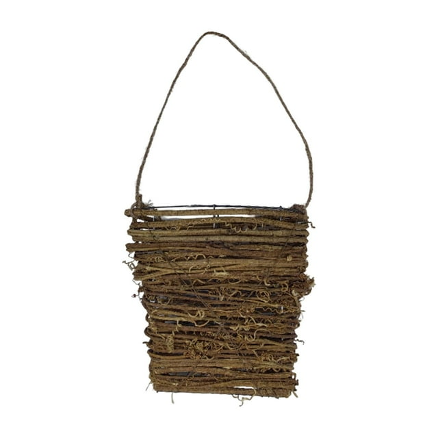 Décor de Porte d'Entrée Panier de Fleurs Printanières Cheminée Réaliste pour Jardin des Fêtes Sans Fleurs. un Panier Suspendu Rustique et Rectangulaire Fait de Brindilles et de Fibres Naturelles Entrelacées, Doté d'Une Poignée Robuste en Corde de jute. le Panier Est Vide, Conçu pour Servir de base Décorative pour des Fleurs Artificielles Ou d'Autres arrangements Saisonniers. les Dimensions Sont d'Environ 45 cm x 25 cm (17,72 Pouces x 9,84 Pouces). Convient aux Portes d'Entrée, porches, Fenêtres, Murs Ou Foyers.