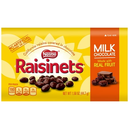 Raisinets Chocolate Raisins - Nestle Raisinets Milk Chocolate Candy, 1.58 Oz, 36 Ct