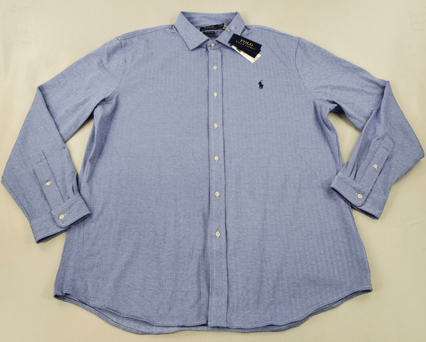 new Polo Ralph Lauren men knit dress shirt 710721657001 cotton blue XXL  $115 