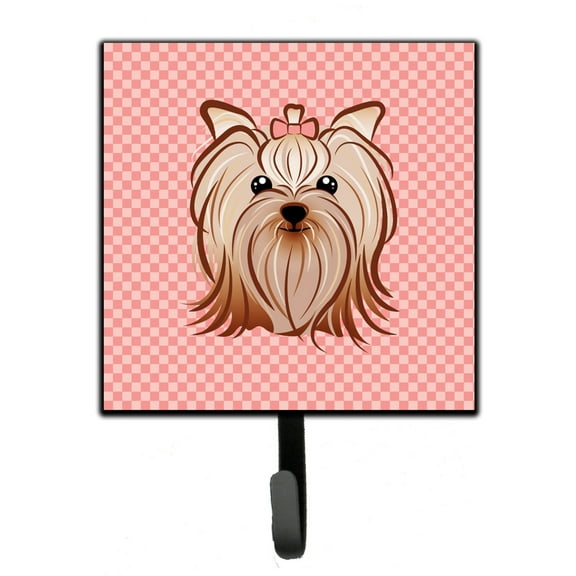 Pink Checkered Yorkie / Yorkshire Terrier Leash or Key Holder