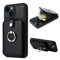 Dteck for iPhone 11 Case Wallet with Card Holder, 360?Rotation Finger Ring Holder Kickstand, PU Leather Protective Shockproof Phone Cover for Apple iPhone 11,Black