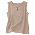 thumbnail image 3 of Linen Tank Tops For Women，Cotton Gauze Tank Tops For Women Gauze Tank Tops Lightweight Linen Tank Tops Cute Tank Tops For Women Beach Vacation Blouses Linen Summer Tops Womens Linen Vest Brown XL, 3 of 5